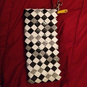 Black and White checkered Nahui Ollin zip Wristlet